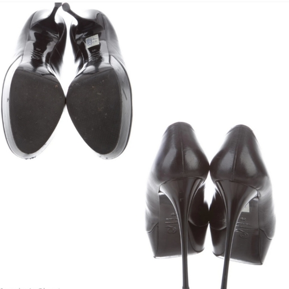 ALEXANDER MCQUEEN Black Leather Platform Stilettos - Picture 4 of 14